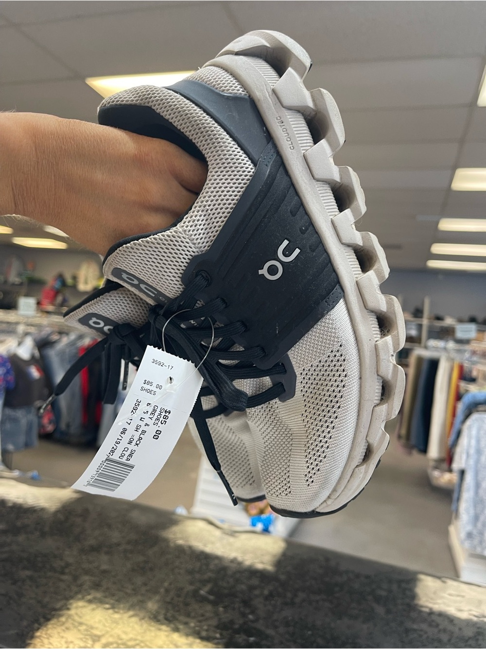 On Running Women's Cloud Sneakers in Light Gray and Black - Picture 11 of 12